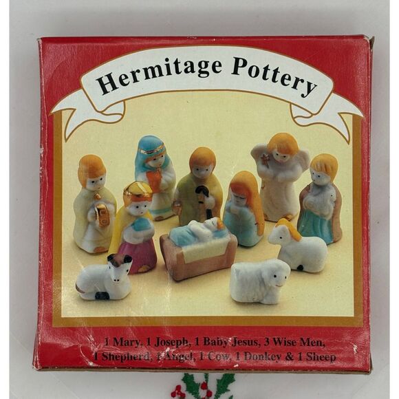 Vintage Hermitage Pottery Ceramic Miniature Nativity Set NIB - Picture 2 of 5